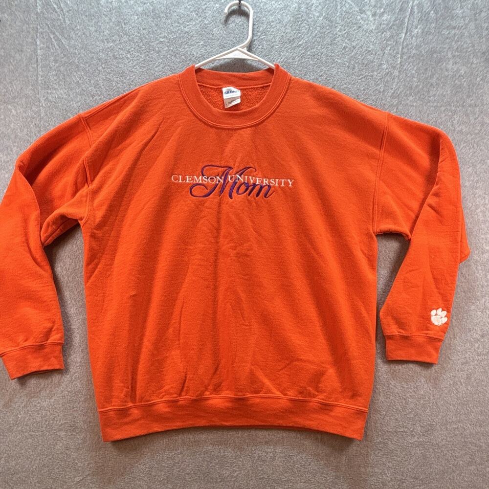VTG Clemson University Mom Embroidered Pullover Sweatshirt L Gildan